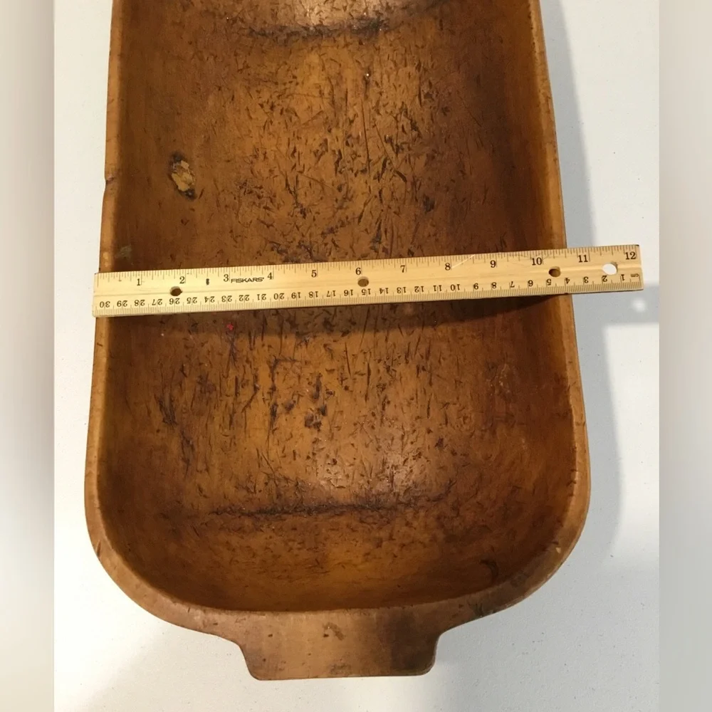 Handcrafted Rustic Wooden Dough Bowl - Brown
